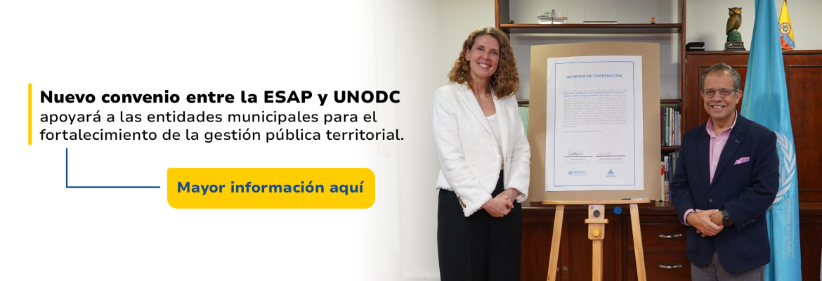 Alianza entre la ESAP y UNODC apoyará a las entidades municipales para el fortalecimiento de la gestión pública territorial. Lee más aquí.