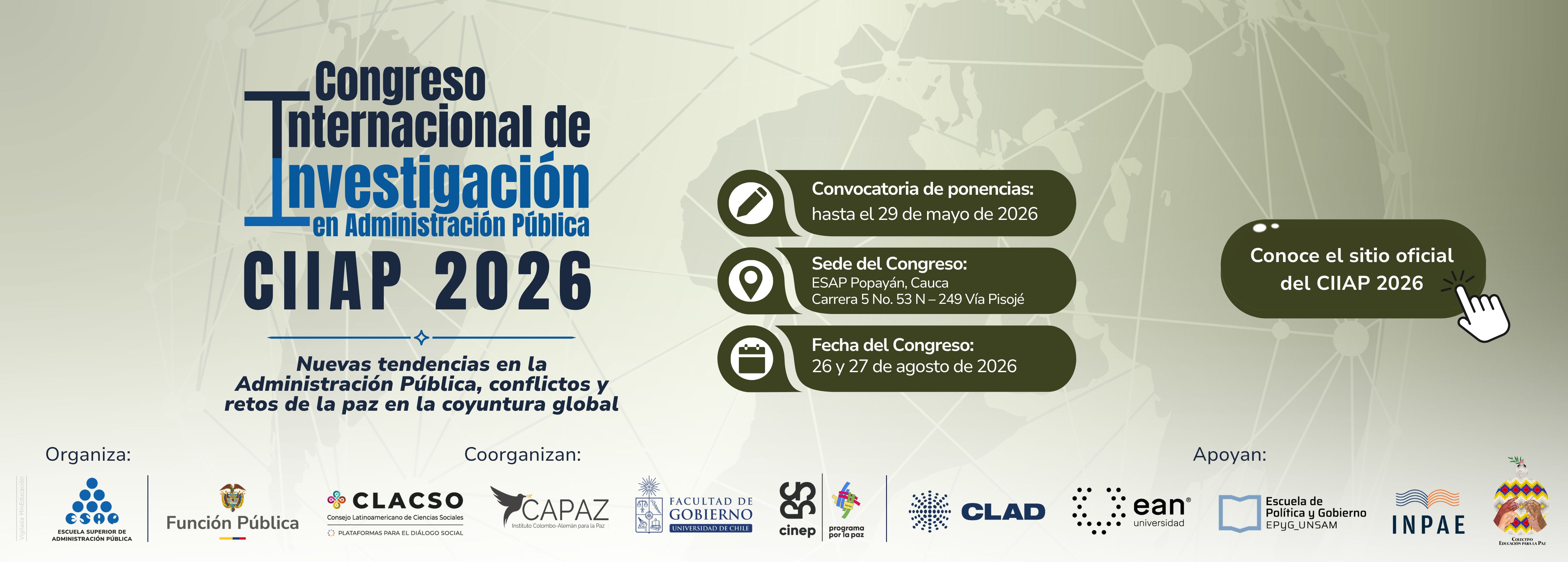 Convocatoria para la participación presencial de ponentes en el Congreso Internacional de Investigación en Administración Pública – CIIAP 2026