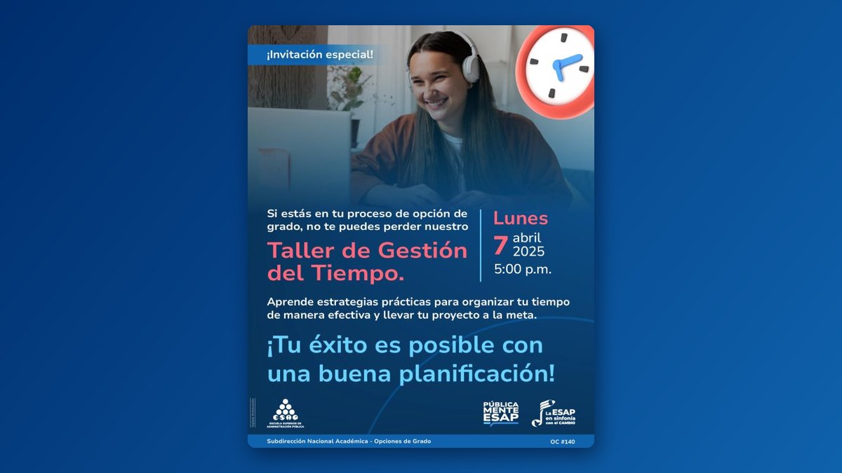 Pieza gráfica del evento Taller de gestión del tiempo