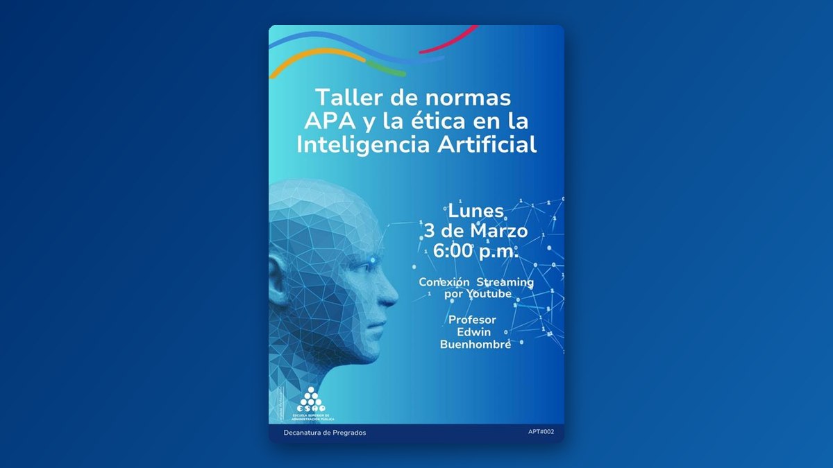 Pieza gráfica del evento Normas APA y ética en la inteligencia artificial
